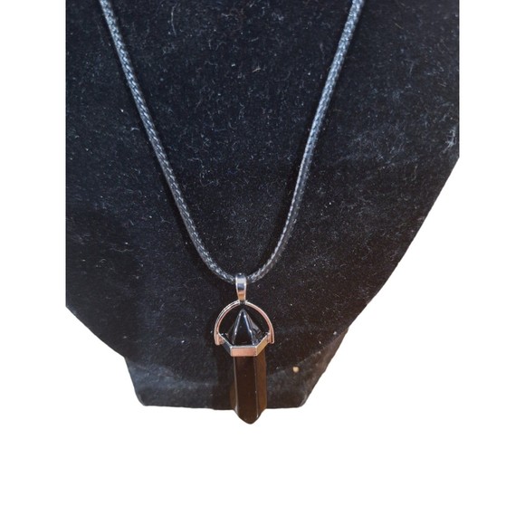 Smoky Quartz Pendulum Pendant Necklace Handcrafted on a Rope Chain - Picture 1 of 4